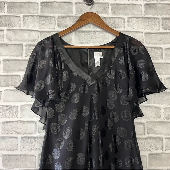 2B Rych Polka Dot Flutter Sleeve Elegant Silk Mini Dress Flirty Lightweight Sz 0 - Picture 3 of 9